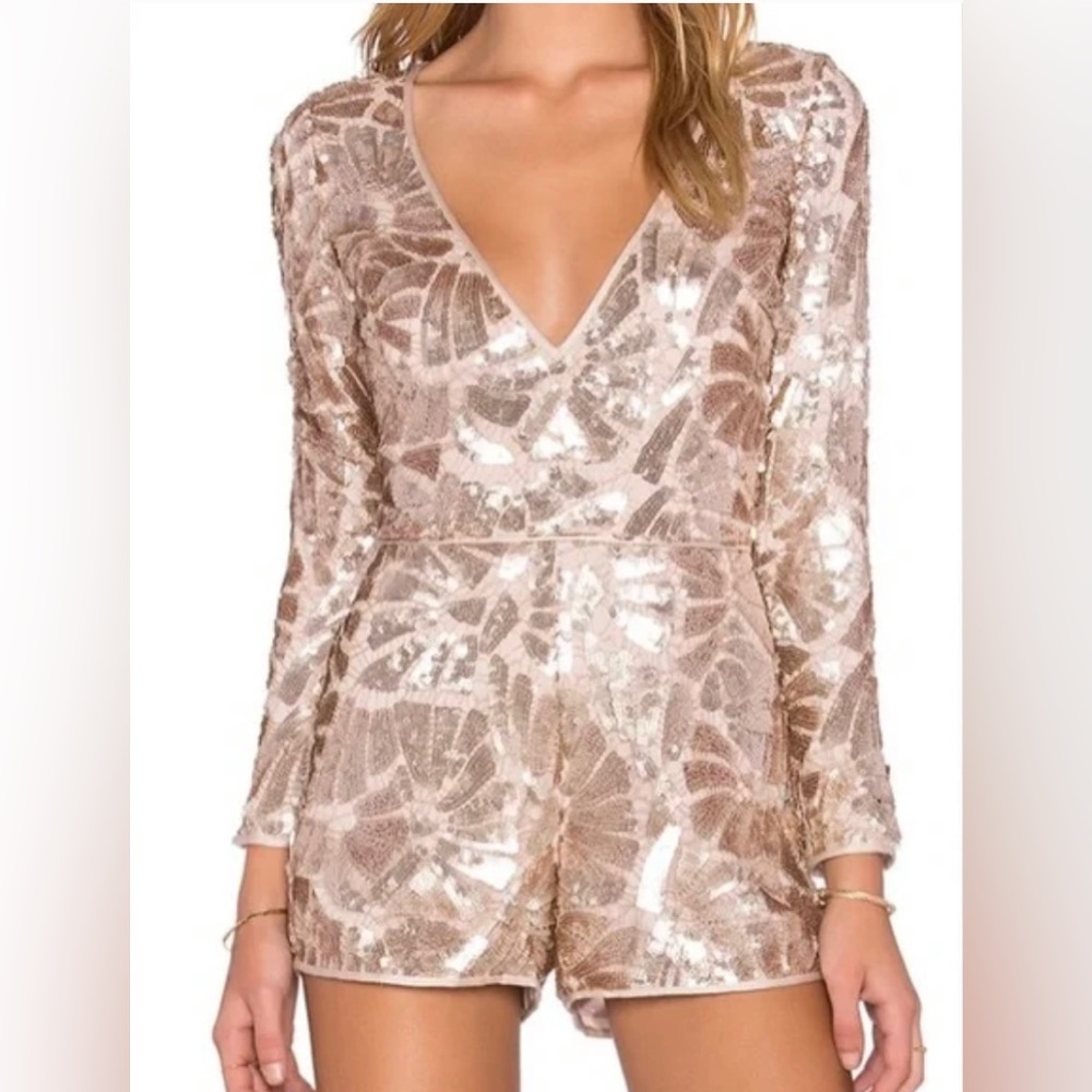 SAYLOR Jacqueline Rose Gold Sequin Romper